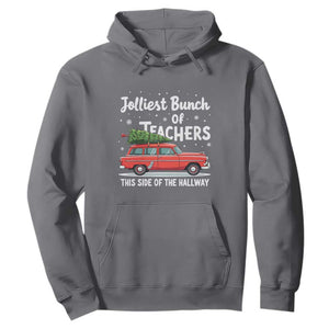 Funny Christmas Teacher Hoodie Jolliest Bunch Of Teachers This Side Of The Hallway Xmas PJ Gift TS02 Charcoal Print Your Wear