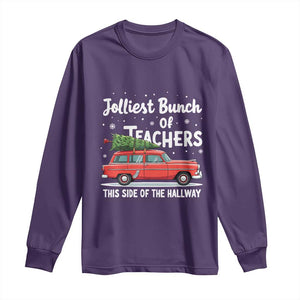 Funny Christmas Teacher Long Sleeve Shirt Jolliest Bunch Of Teachers This Side Of The Hallway Xmas PJ Gift TS02 Purple Print Your Wear