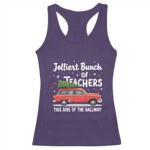 Funny Christmas Teacher Racerback Tank Top Jolliest Bunch Of Teachers This Side Of The Hallway Xmas PJ Gift TS02 Purple Print Your Wear