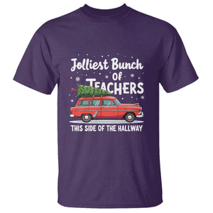 Funny Christmas Teacher T Shirt Jolliest Bunch Of Teachers This Side Of The Hallway Xmas PJ Gift TS02 Purple Print Your Wear