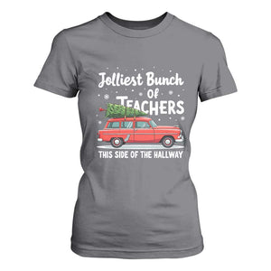 Funny Christmas Teacher T Shirt For Women Jolliest Bunch Of Teachers This Side Of The Hallway Xmas PJ Gift TS02 Charcoal Print Your Wear