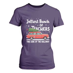 Funny Christmas Teacher T Shirt For Women Jolliest Bunch Of Teachers This Side Of The Hallway Xmas PJ Gift TS02 Purple Print Your Wear