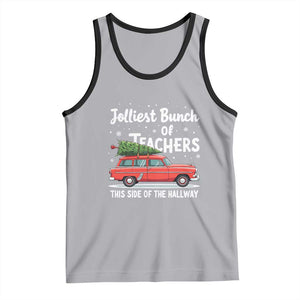 Funny Christmas Teacher Tank Top Jolliest Bunch Of Teachers This Side Of The Hallway Xmas PJ Gift TS02 Athletic Heather Black Print Your Wear