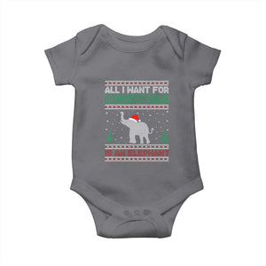 Christmas Elephant Baby Onesie All I Want for Xmas Is An Elephant Ugly Sweater TS02 Charcoal Print Your Wear