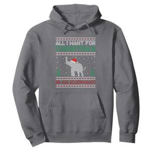 Christmas Elephant Hoodie All I Want for Xmas Is An Elephant Ugly Sweater TS02 Charcoal Print Your Wear