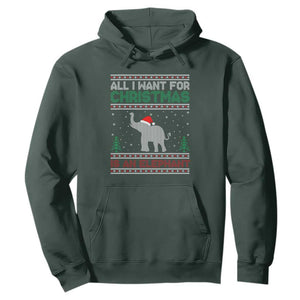 Christmas Elephant Hoodie All I Want for Xmas Is An Elephant Ugly Sweater TS02 Dark Forest Green Print Your Wear