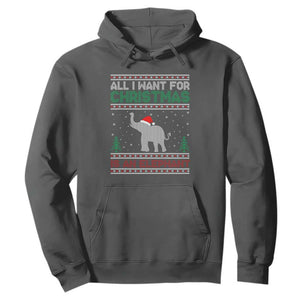 Christmas Elephant Hoodie All I Want for Xmas Is An Elephant Ugly Sweater TS02 Dark Heather Print Your Wear