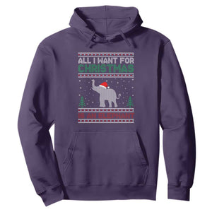 Christmas Elephant Hoodie All I Want for Xmas Is An Elephant Ugly Sweater TS02 Purple Print Your Wear