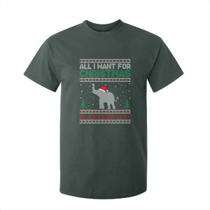 Christmas Elephant T Shirt For Kid All I Want for Xmas Is An Elephant Ugly Sweater TS02 Dark Forest Green Print Your Wear