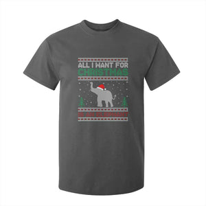 Christmas Elephant T Shirt For Kid All I Want for Xmas Is An Elephant Ugly Sweater TS02 Dark Heather Print Your Wear