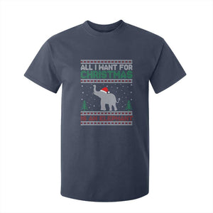 Christmas Elephant T Shirt For Kid All I Want for Xmas Is An Elephant Ugly Sweater TS02 Navy Print Your Wear