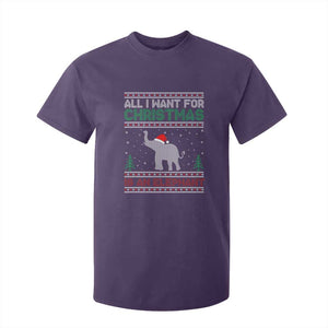 Christmas Elephant T Shirt For Kid All I Want for Xmas Is An Elephant Ugly Sweater TS02 Purple Print Your Wear