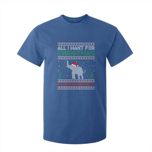 Christmas Elephant T Shirt For Kid All I Want for Xmas Is An Elephant Ugly Sweater TS02 Royal Blue Print Your Wear