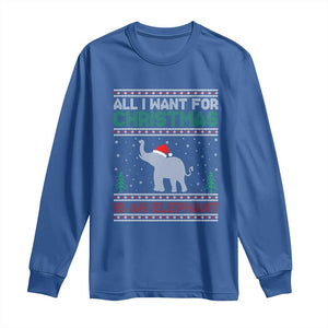 Christmas Elephant Long Sleeve Shirt All I Want for Xmas Is An Elephant Ugly Sweater TS02 Royal Blue Print Your Wear