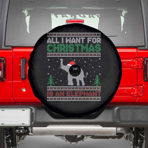 Xmas Elephant Spare Tire Cover All I Want for Xmas Is An Elephant Ugly Sweater TS02 Black Print Your Wear