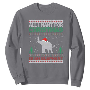 Christmas Elephant Sweatshirt All I Want for Xmas Is An Elephant Ugly Sweater TS02 Charcoal Print Your Wear