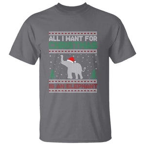 Christmas Elephant T Shirt All I Want for Xmas Is An Elephant Ugly Sweater TS02 Charcoal Print Your Wear