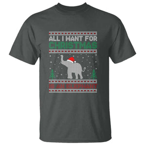 Christmas Elephant T Shirt All I Want for Xmas Is An Elephant Ugly Sweater TS02 Dark Heather Print Your Wear