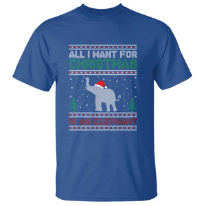 Christmas Elephant T Shirt All I Want for Xmas Is An Elephant Ugly Sweater TS02 Royal Blue Print Your Wear