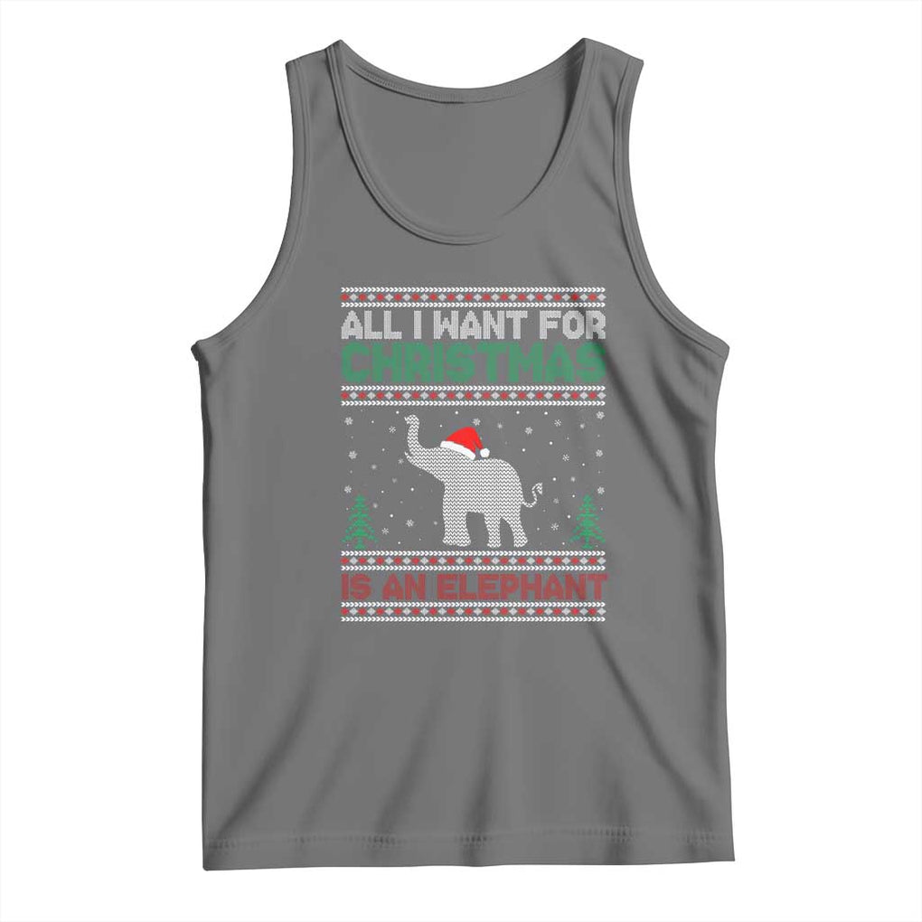 Christmas Elephant Tank Top All I Want for Xmas Is An Elephant Ugly Sweater TS02 Black Heather Print Your Wear