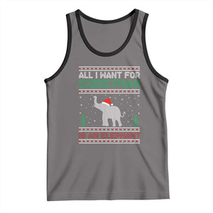 Christmas Elephant Tank Top All I Want for Xmas Is An Elephant Ugly Sweater TS02 Deep Heather Black Print Your Wear