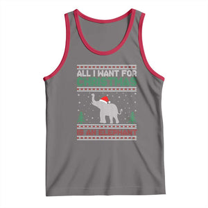 Christmas Elephant Tank Top All I Want for Xmas Is An Elephant Ugly Sweater TS02 Deep Heather Red Print Your Wear