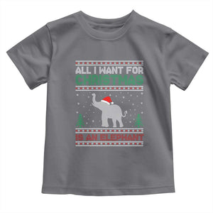 Christmas Elephant Toddler T Shirt All I Want for Xmas Is An Elephant Ugly Sweater TS02 Charcoal Print Your Wear