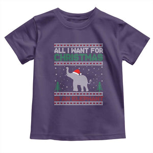 Christmas Elephant Toddler T Shirt All I Want for Xmas Is An Elephant Ugly Sweater TS02 Purple Print Your Wear