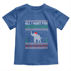 Christmas Elephant Toddler T Shirt All I Want for Xmas Is An Elephant Ugly Sweater TS02 Royal Blue Print Your Wear