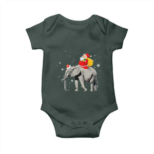 Christmas Santa Riding Elephant Baby Onesie Xmas Tree Light Funny Festive TS02 Dark Forest Green Print Your Wear