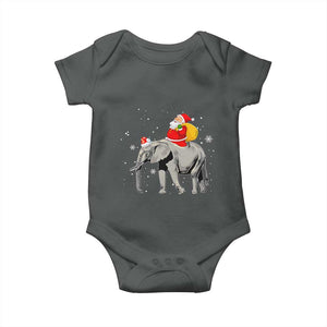 Christmas Santa Riding Elephant Baby Onesie Xmas Tree Light Funny Festive TS02 Dark Heather Print Your Wear