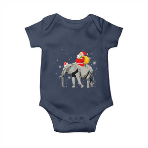 Christmas Santa Riding Elephant Baby Onesie Xmas Tree Light Funny Festive TS02 Navy Print Your Wear