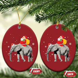 Xmas Santa Riding Elephant Christmas Ornament Xmas Tree Light Funny Festive TS02 Oval Red Print Your Wear