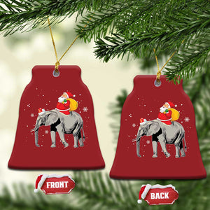 Xmas Santa Riding Elephant Christmas Ornament Xmas Tree Light Funny Festive TS02 Bell Flake Red Print Your Wear