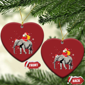 Xmas Santa Riding Elephant Christmas Ornament Xmas Tree Light Funny Festive TS02 Heart Red Print Your Wear