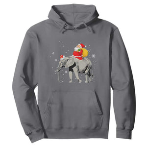 Christmas Santa Riding Elephant Hoodie Xmas Tree Light Funny Festive TS02 Charcoal Print Your Wear