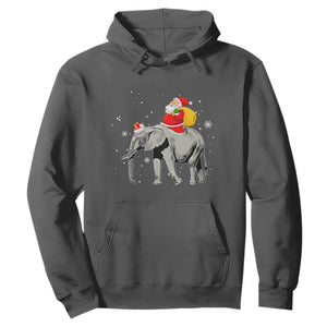 Christmas Santa Riding Elephant Hoodie Xmas Tree Light Funny Festive TS02 Dark Heather Print Your Wear