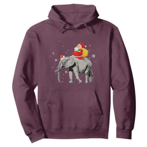 Christmas Santa Riding Elephant Hoodie Xmas Tree Light Funny Festive TS02 Maroon Print Your Wear