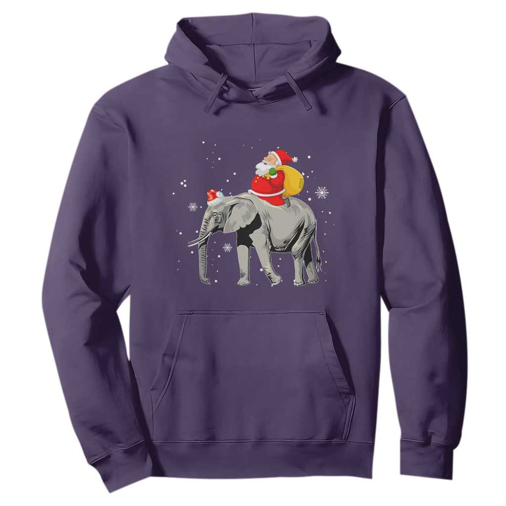 Christmas Santa Riding Elephant Hoodie Xmas Tree Light Funny Festive TS02 Purple Print Your Wear