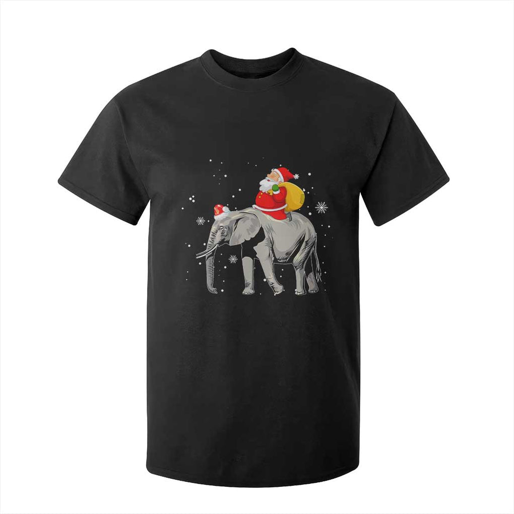 Christmas Santa Riding Elephant T Shirt For Kid Xmas Tree Light Funny Festive TS02 Black Print Your Wear