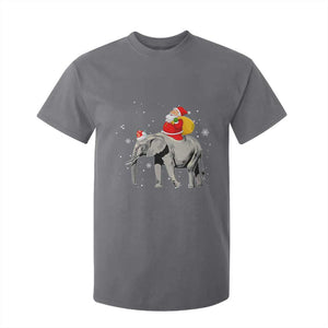 Christmas Santa Riding Elephant T Shirt For Kid Xmas Tree Light Funny Festive TS02 Charcoal Print Your Wear