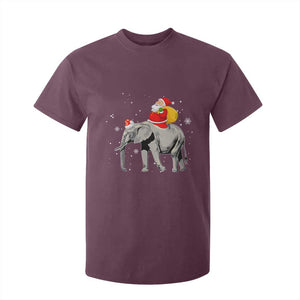 Christmas Santa Riding Elephant T Shirt For Kid Xmas Tree Light Funny Festive TS02 Maroon Print Your Wear