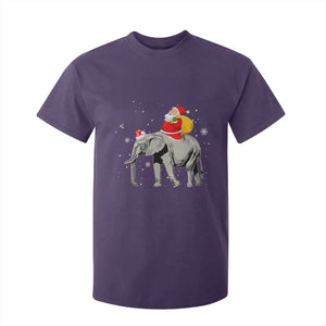 Christmas Santa Riding Elephant T Shirt For Kid Xmas Tree Light Funny Festive TS02 Purple Print Your Wear