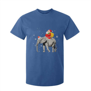 Christmas Santa Riding Elephant T Shirt For Kid Xmas Tree Light Funny Festive TS02 Royal Blue Print Your Wear