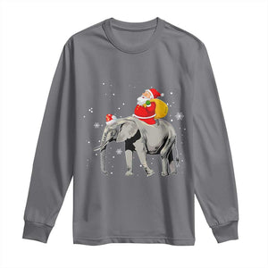 Christmas Santa Riding Elephant Long Sleeve Shirt Xmas Tree Light Funny Festive TS02 Charcoal Print Your Wear