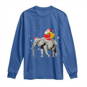 Christmas Santa Riding Elephant Long Sleeve Shirt Xmas Tree Light Funny Festive TS02 Royal Blue Print Your Wear