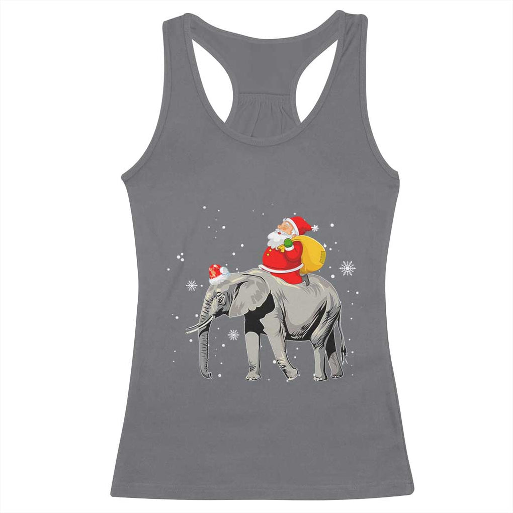 Christmas Santa Riding Elephant Racerback Tank Top Xmas Tree Light Funny Festive TS02 Charcoal Print Your Wear