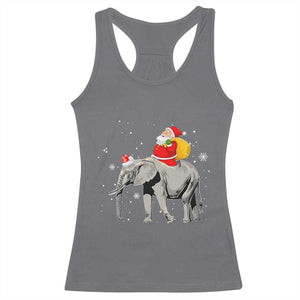 Christmas Santa Riding Elephant Racerback Tank Top Xmas Tree Light Funny Festive TS02 Charcoal Print Your Wear