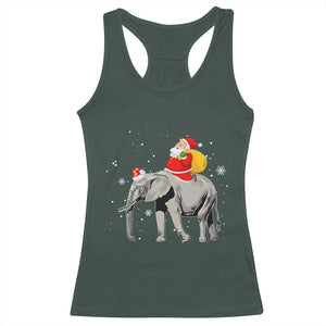 Christmas Santa Riding Elephant Racerback Tank Top Xmas Tree Light Funny Festive TS02 Dark Forest Green Print Your Wear