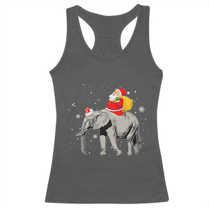 Christmas Santa Riding Elephant Racerback Tank Top Xmas Tree Light Funny Festive TS02 Dark Heather Print Your Wear